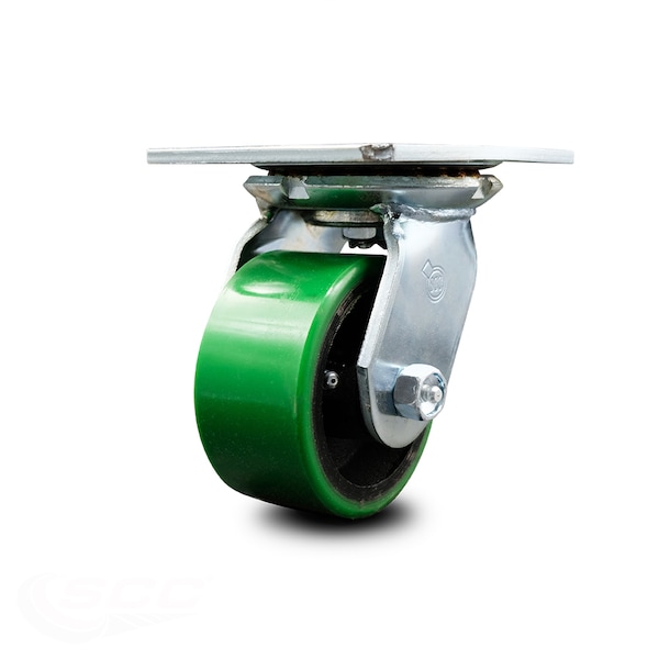 4 Inch Heavy Duty Green Poly on Cast Iron Swivel Caster with Ball Bearing SCC